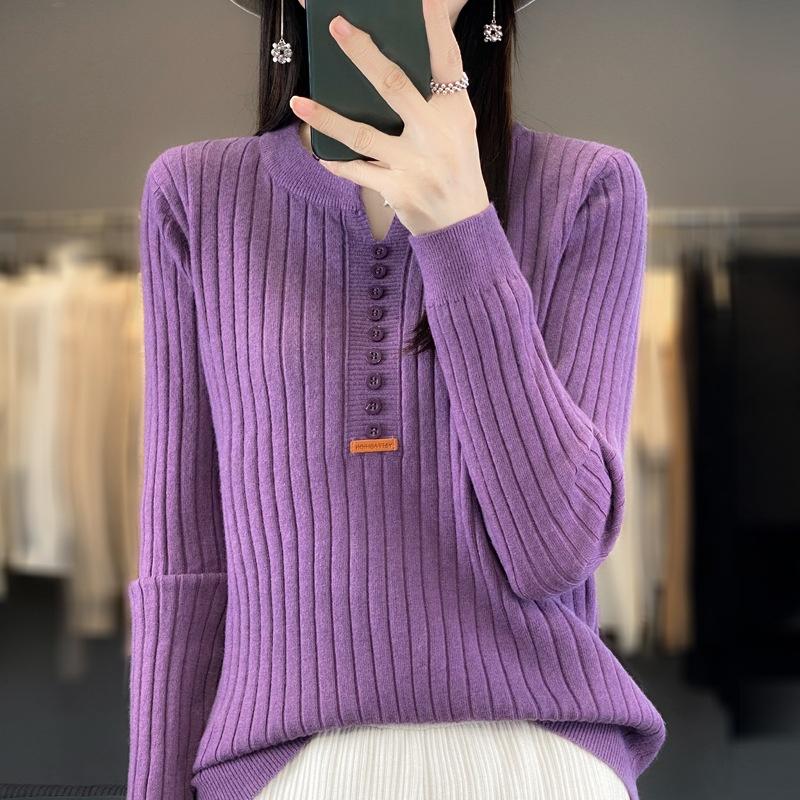 Spring Autumn and Winter Fashion Women's Sweater Temperament Pullover Round Neck Regular Sweater Women's Knitwear