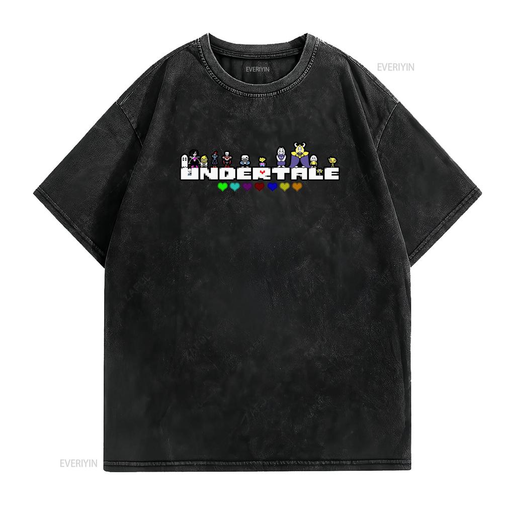 UNDERTALE All Figures Logo RPG Game Sans Asriel Papyrus Frisk Mens T Shirt Vintage Washed Top For Everyday Wear Stretched