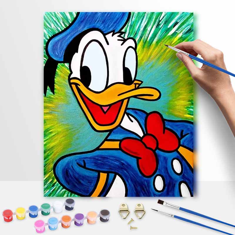 Disney Donald Duck Digital Oil Painting Diy Handpainted Coloring Painting Home Decoration Funny Portrait Wall Art Living Room Decor