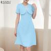 ZANZEA Womens Summer Casual Short Sleeve Elegant Dress