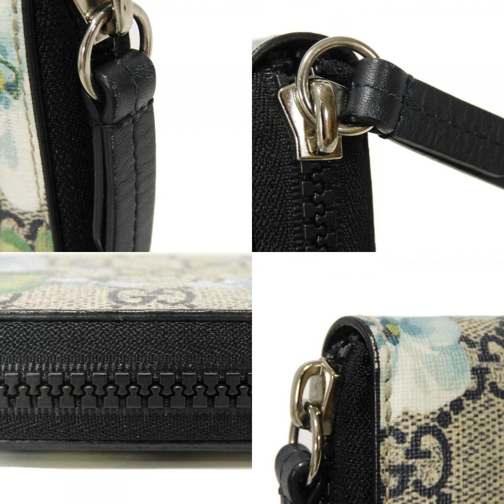 Used GG Blooms Zip Around Wallet (9539) 408665 KU2HN 8499 7940 Flora Blue Zip Around GG Supreme Beige Unisex from Japan