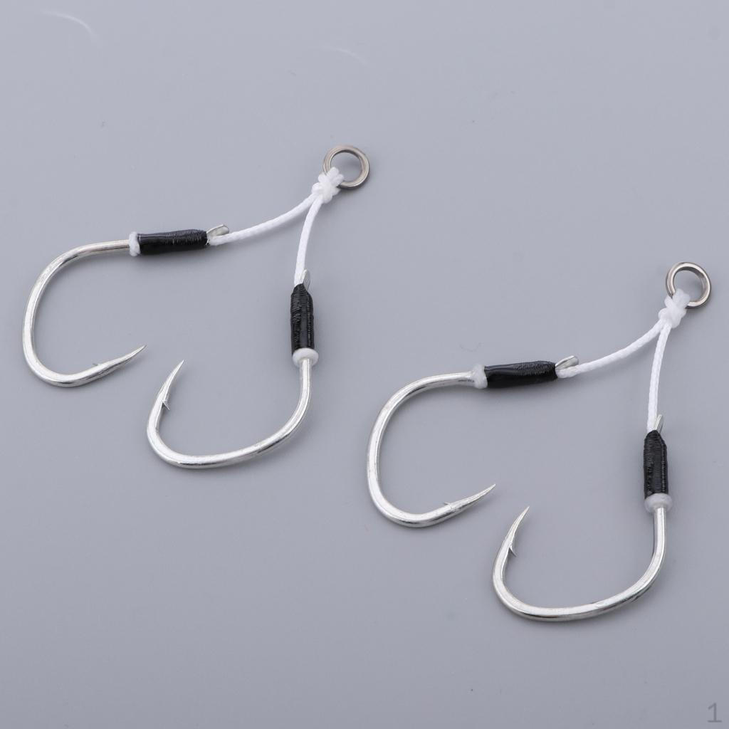 

2 Packs Fishing Barbed Carbon Steel Jig Sea Hooks Tackle B