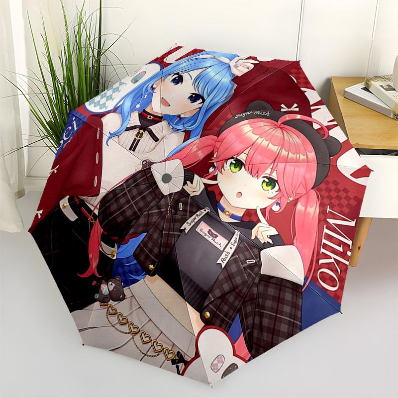 

1pc Sugr Rush Miko & Suisei Automatic Folding Umbrella - Portable 3-Fold Design with 8-Bone Iron Frame, Perfect for Fans, Travelers, Daily Use, and Fe