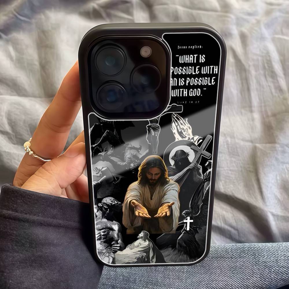 

Christian J-Jesus Cross Phone Case Hard Plastic Phone Case For Iphone 17 Air 16 15 14 13 12 11 Pro Max PC TPU iPhone 17 Pro