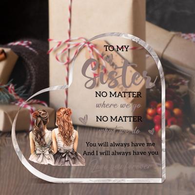 Placa Lembrança Coração - "Para Minha Irmã" Presente Inspirador para Aniversários, Dia dos Namorados, Páscoa, Aniversários - Decoração Romântica de Mesa com Elegante Sist