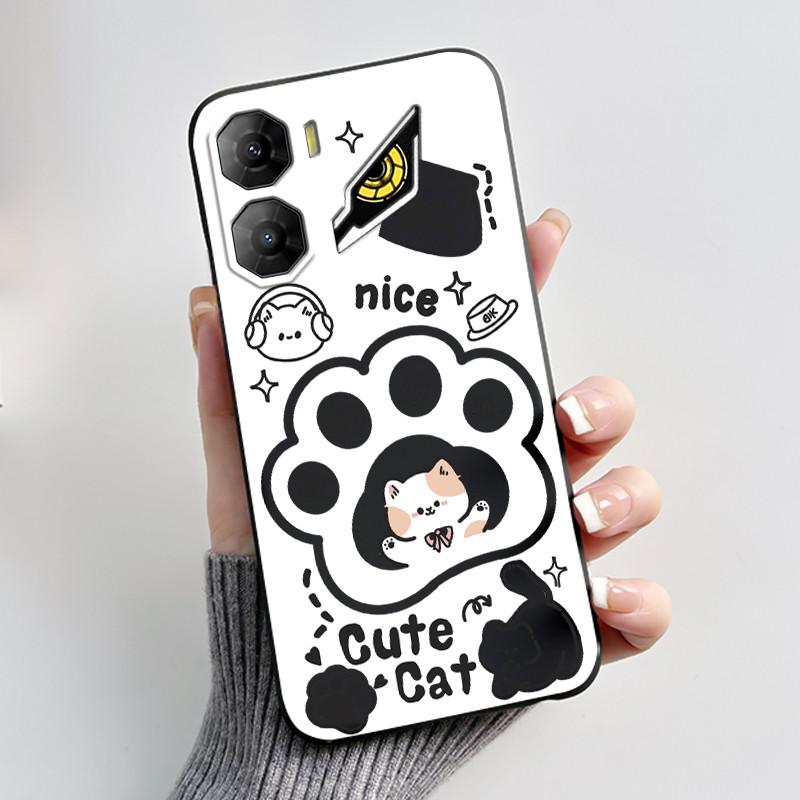 Custodia per Telefono Per ZTE Nubia Neo 3 5G Z2464N Custodia Estetica Moda Gatto Carino Cartone Animato Nero Morbido TPU Silicone Copertura Protettiva Completa