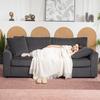 3-Seater Sofa with Decorative Cushions, Corduroy Sofa for Living Room, Bedroom, 212 Cm Wide, Dark Gray