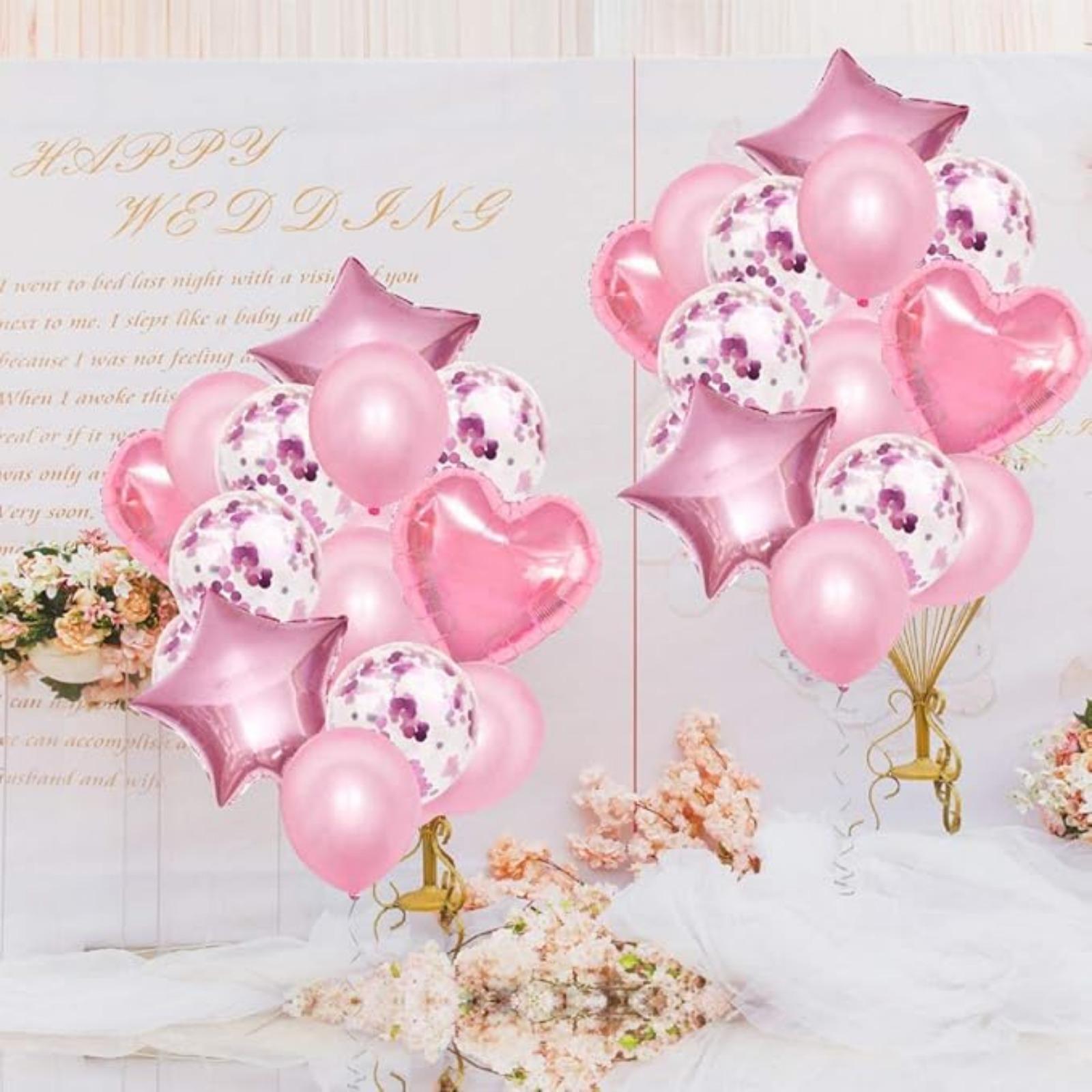 

28Pcs Balloon Happy Birthday Party Decorations Confetti Balloons 18 Star Heart Foil Balloons Wedding Decorations Helium Ballons Girl Boy Baby Shower рожевий