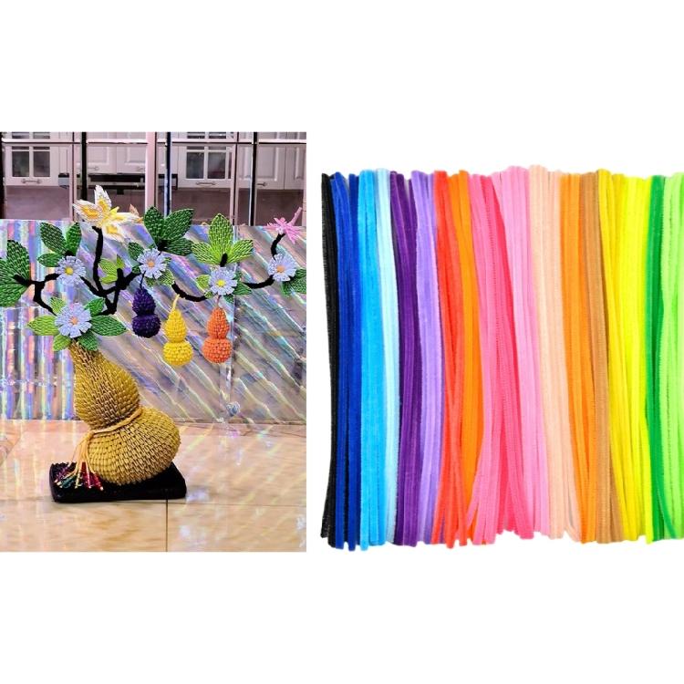 300/400/500PCS Pipe Cleaners for Art Craft Project 30cmx6mm Multicolor Plush Stems Pipe Cleaners for Decoration
