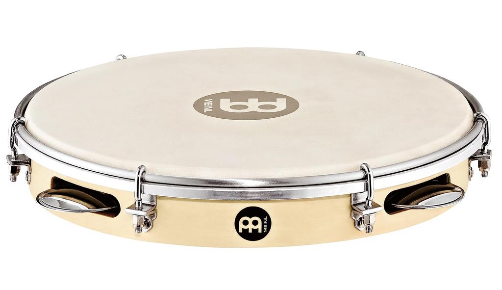 MEINL Percussion Traditional Wood Pandeiro Poplar Wood Natural Goat Skin Head Key PA10PW-M (Tuning Included) []