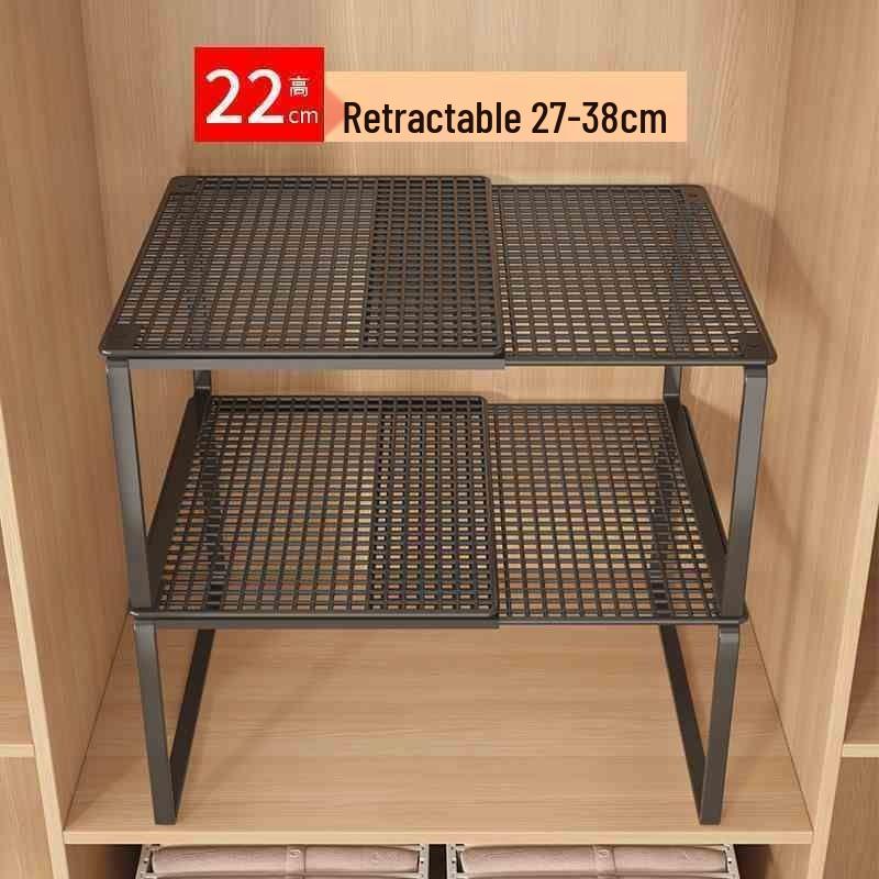 Expandable Wardrobe and Kitchen Organizer: Layered Shelves, Closet Dividers, Shoe Rack, and Gadget Storage