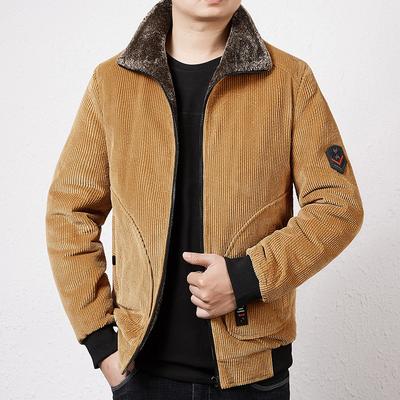 Men's Corduroy Jacket Men's Winter Thickened New Middle-aged Men's Plush Cotton Clothes Cotton Clothes Cotton Jackets Men's Trendy