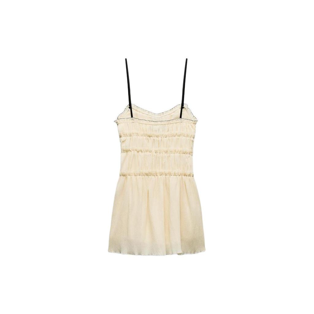 Zara Rochie Cami Scurtă cu Talie Medie, Culoare Solidă Rochii Femei Alb 7200304-712