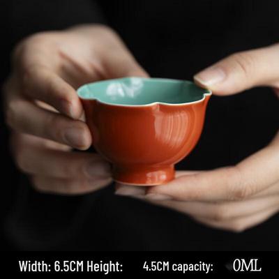 Yu Zhuxun Ceramic Kung Fu Tea Set with Forbidden City Red Gaiwan