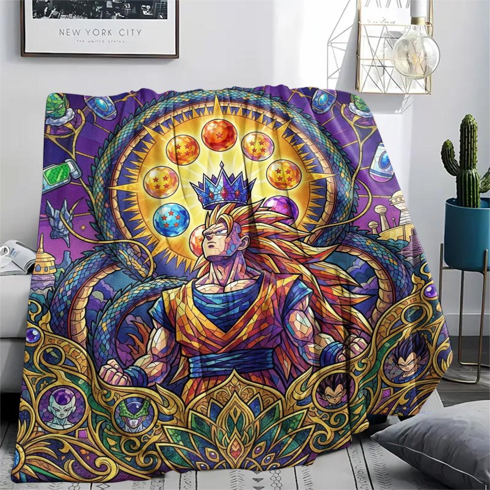 Dragon Ball Goku Comfortable Warm Print Flannel Blanket Fit Home Bedroom Sofa Chair Picnic Use.-TING