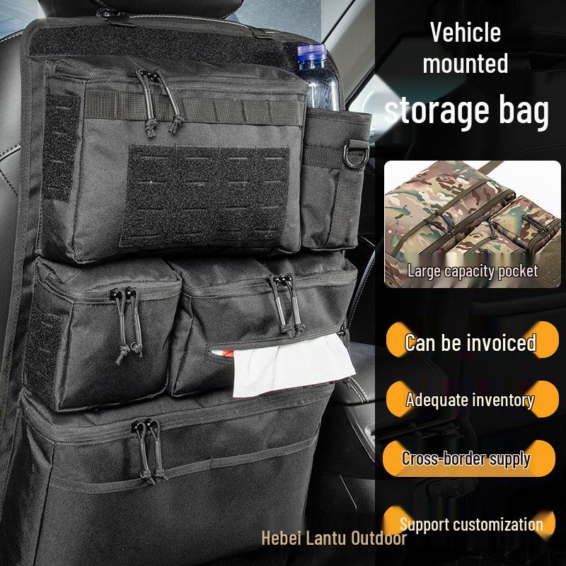 Outdoor Tactical Camouflage Car Seat Back Storage Bag Black Camouflage - Heavy Duty