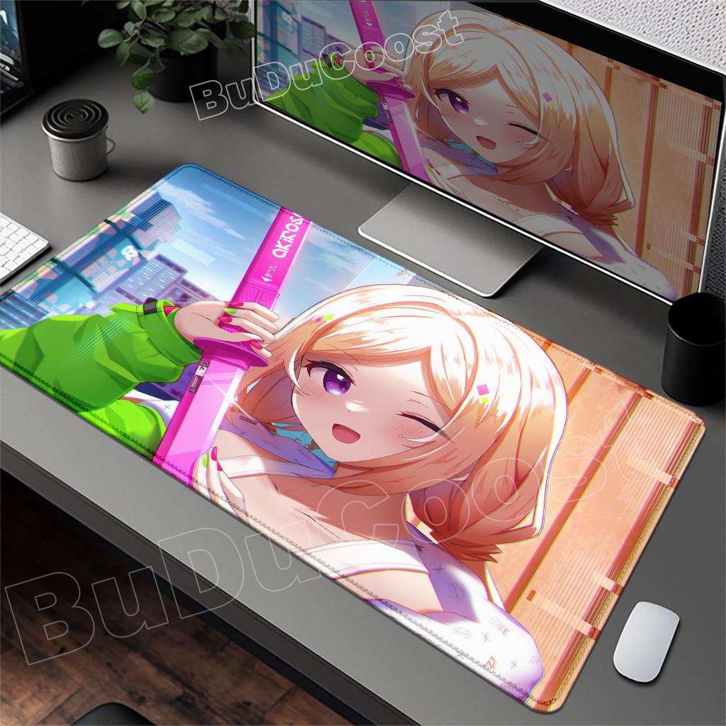 Kawaii Mouse Pad Anime Cute Girl Aki Rosenthal Gamer Computer Desk Mat Keyboard PC Gaming Accessories Mousepad Rubber Anime Girl