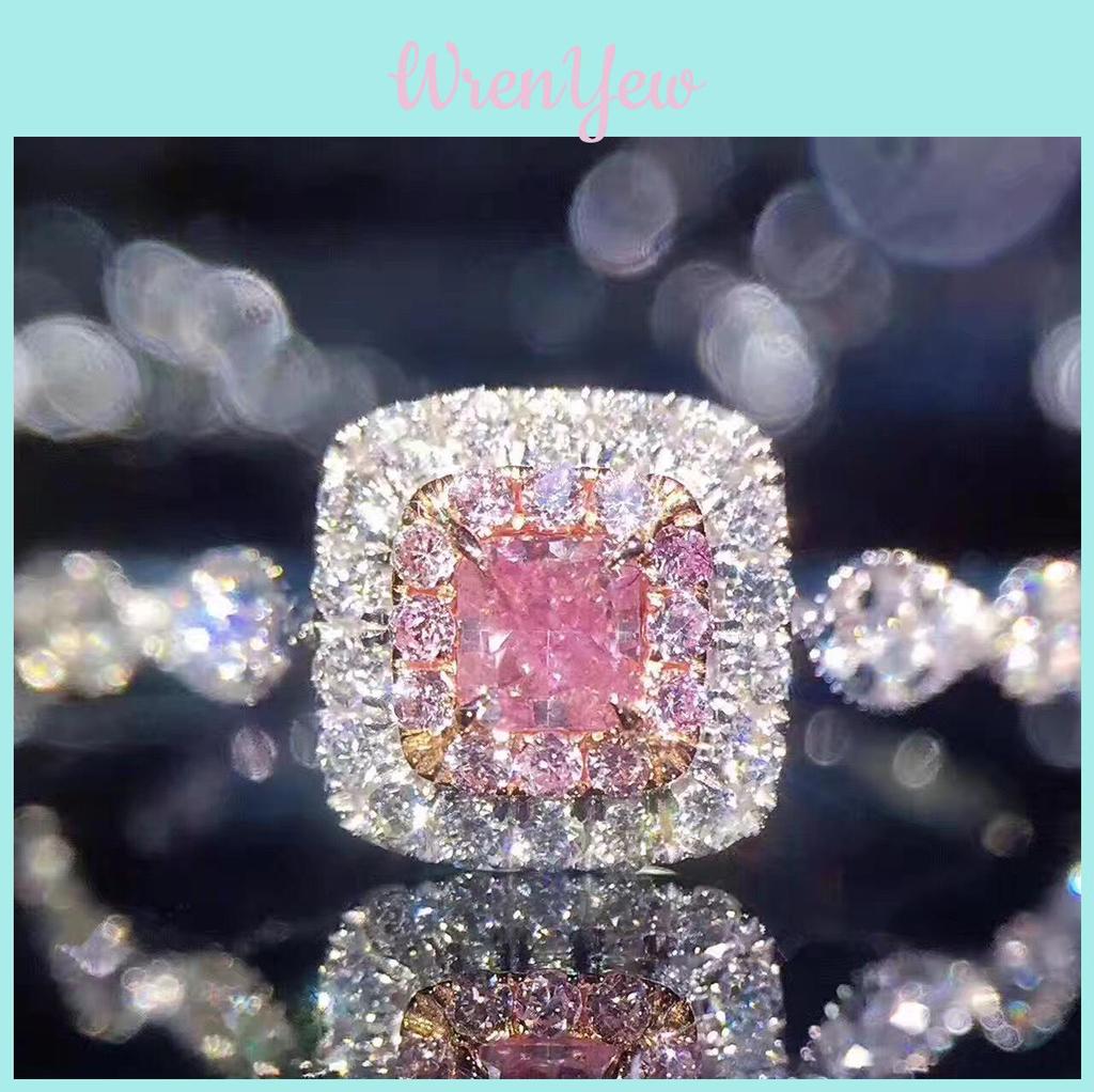 Ring With Stone Pink Zircon Luxury Finger Ring Bride Couple Wedding