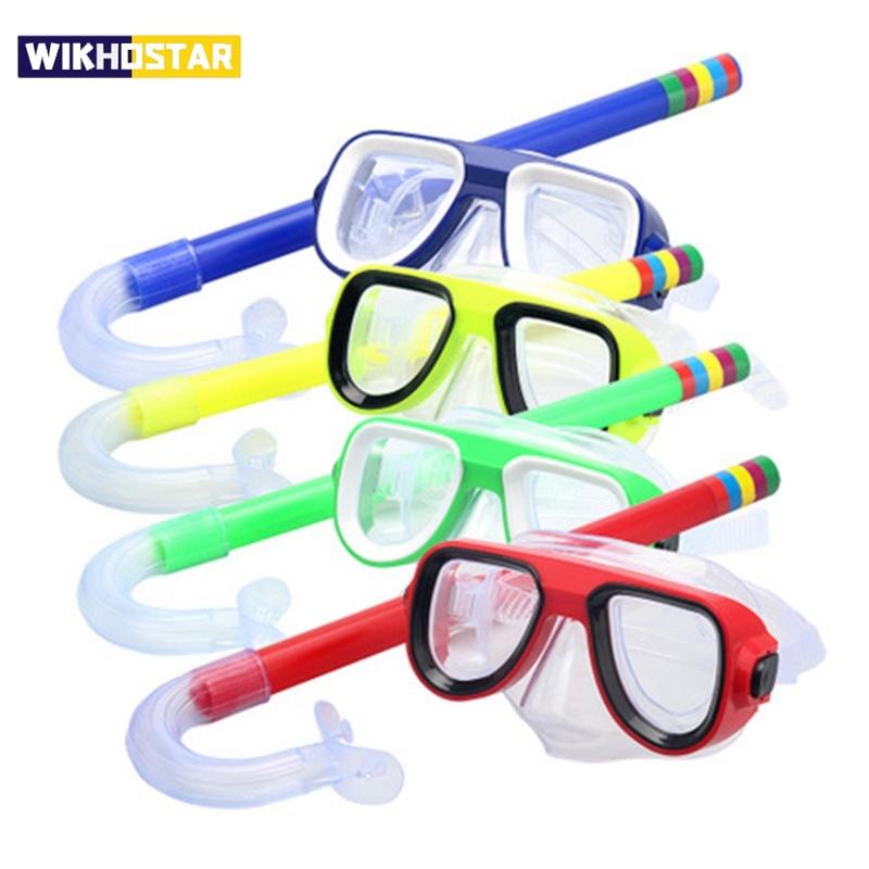 Set Snorkel per Bambini Maschera Snorkeling Subacquea Occhiali Anti-appannamento per Nuoto Con Tubo Snorkel a Valvola di Secco Set Occhiali Snorkeling Subacquea