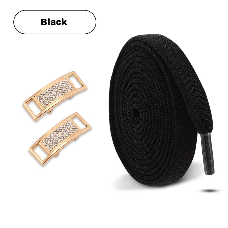 Elastic Laces Sneakers Tennis No Tie Shoe Laces Gold Diamond Buckle Shoelaces Without Ties Flat Shoelace for Shoes Accessories