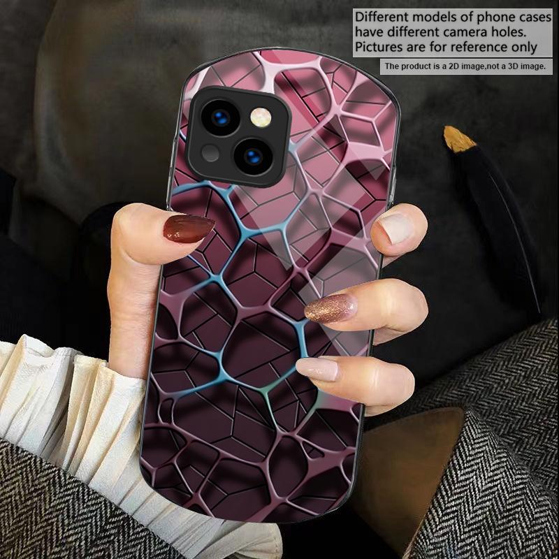 

Abstract geometric art For iPhone 17 16 15 14 Pro 13 Plus 12 mini 11 Pro Max XR X S 7 8 Elliptical Tempered Glass Phone Case iPhone 15 Pro Max