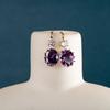 JoiasHome Yellow Gold Color Drop Earrings for Women Silver 925 Jewelry with Purple Zircon Amethyst Female Party Ear Accessories