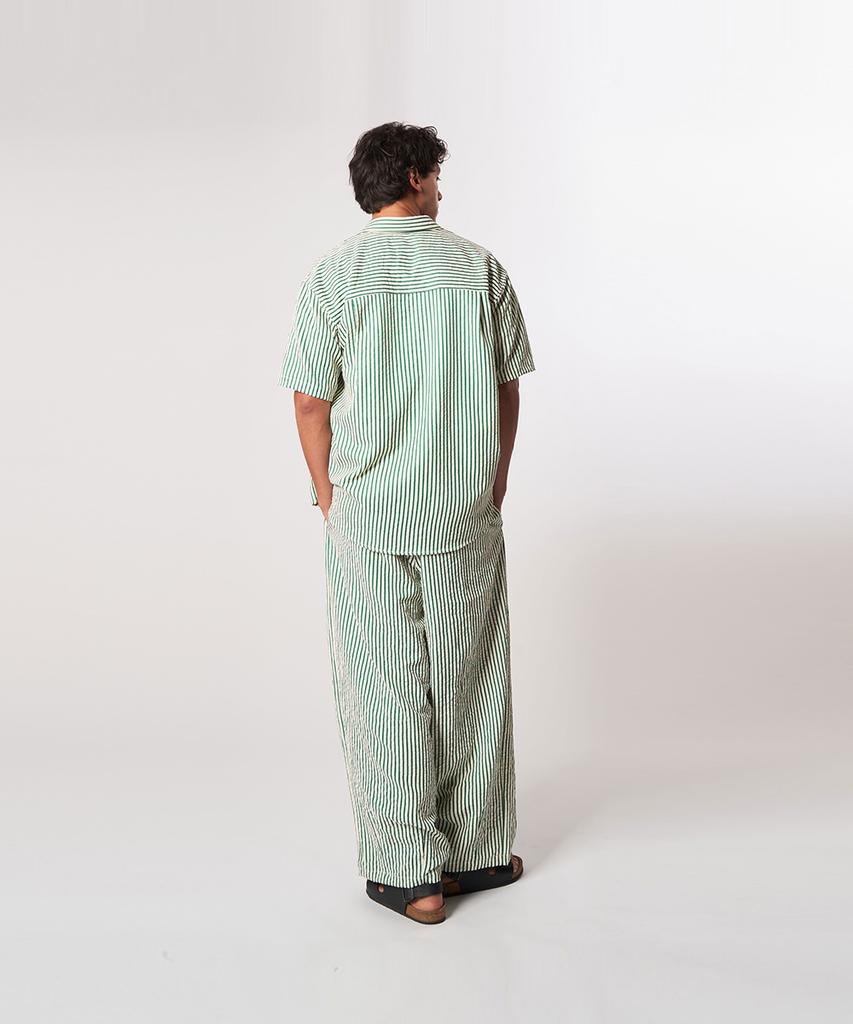 ATHPLATFORM Au61Pt15_Wrinkle Stripe Lounge Pants_Green