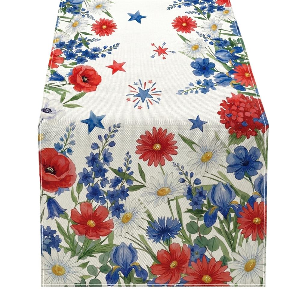 6. US 0th Anniversary Kitchen Decor Table Runner, US Independence Day Premium Tablecloth