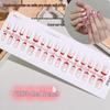 New Year French Red Edge Glitter White Translucent Sweet Girl Cat Eye Nail Stickers - 30 Pieces