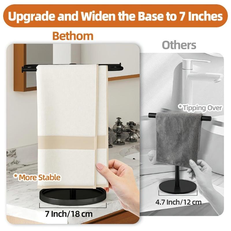 Metal Towel Holder S-Shape Hand Towel Stand with NonSlip Base Space Saving for Bathroom and Kitchen Simple Installation HX6C
