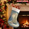 Christmas Decoration Fireplace Hanging Stocking 1pc 2D Flat Christmas Tree Snowy Night Scene Print Christmas S