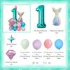 Mermaid Shell Themed Balloon Set with Numbers 1-9th Blue Purple Pink Latex Foil Balloons for Girl Princess Birthday Party Decor