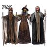 Decorazione Portatile Pieghevole per le Feste Halloween Animatronici Spaventosi Decorazione Strega, In Piedi Attivata dal Suono con Voce Spaventosa per Giardino Esterno, Horror