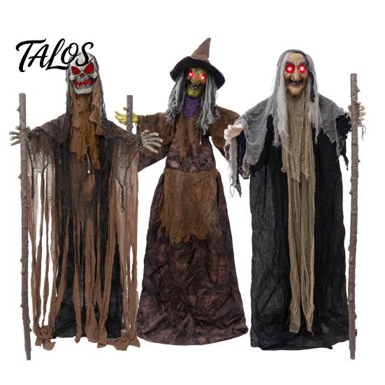 Decorazione Portatile Pieghevole per le Feste Halloween Animatronici Spaventosi Decorazione Strega, In Piedi Attivata dal Suono con Voce Spaventosa per Giardino Esterno, Horror