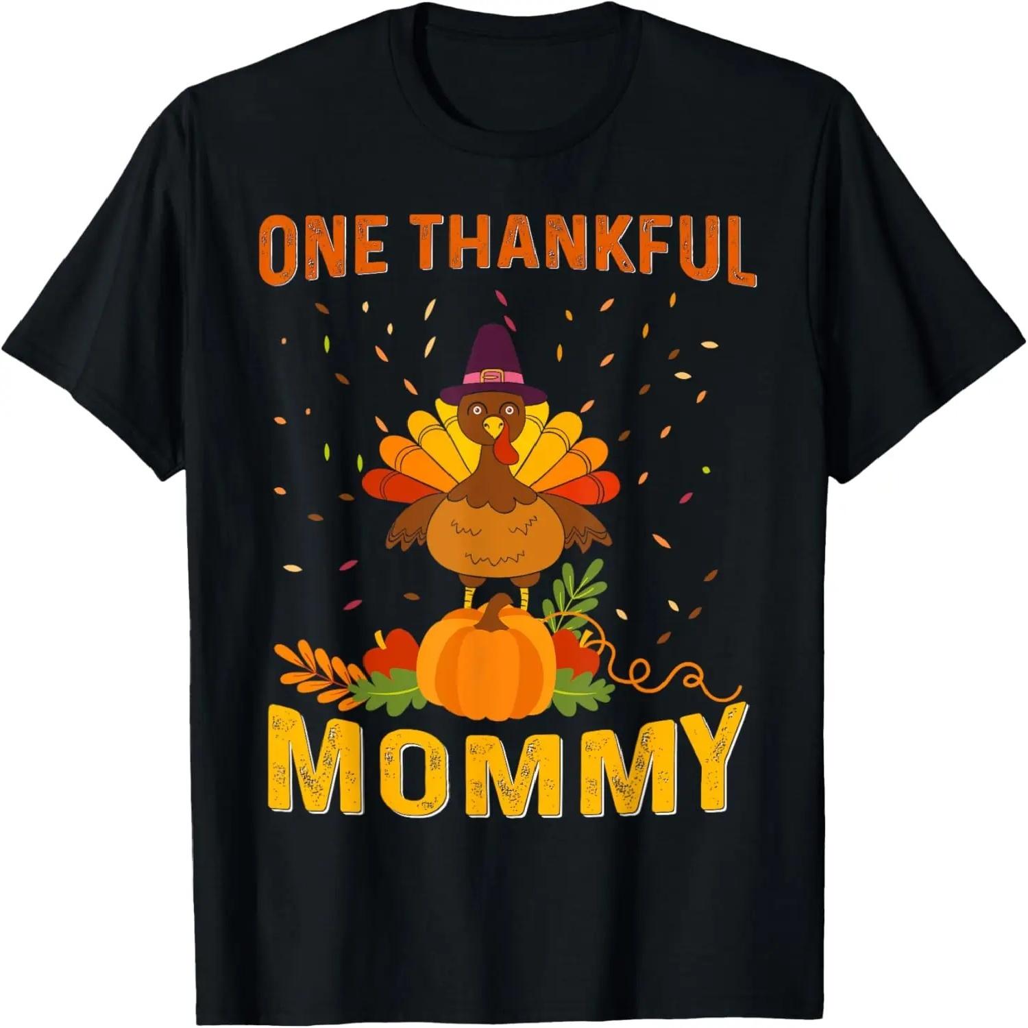 Одна Благодарная Мама Смешная Индейка Осень Осенняя День Благодарения Футболка S чёрный