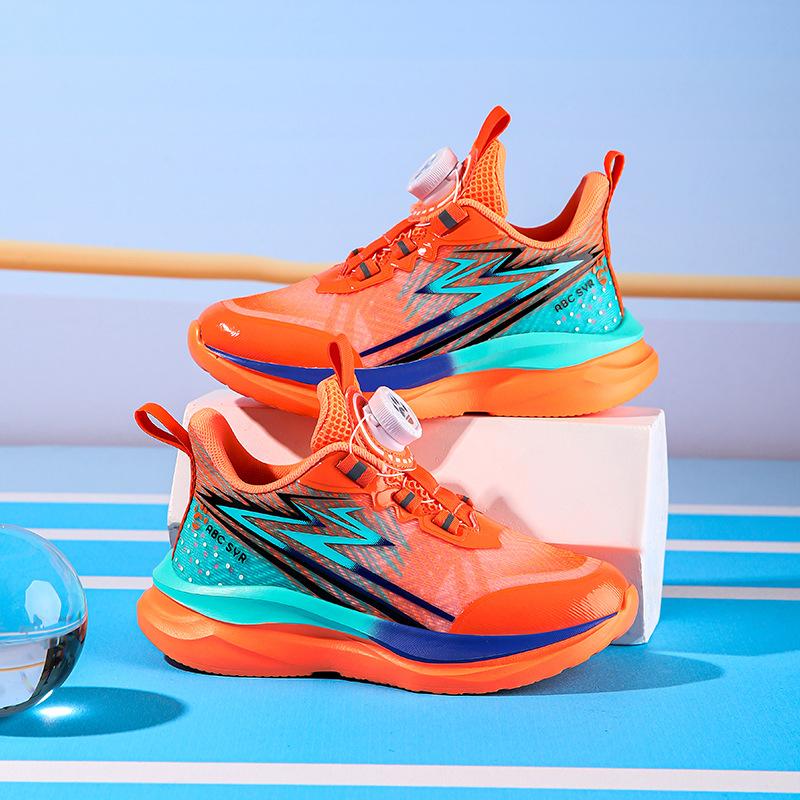 Foreign trade new four-season children's basketball shoes medium and old children's rotating buckle breathable mesh non-slip and wear-resistant act