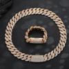 Full Diamond Bubble Chain Cuban Chain Set Hip Hop Men's Necklace Bracelet Trend Jewelry 1111 Summer New