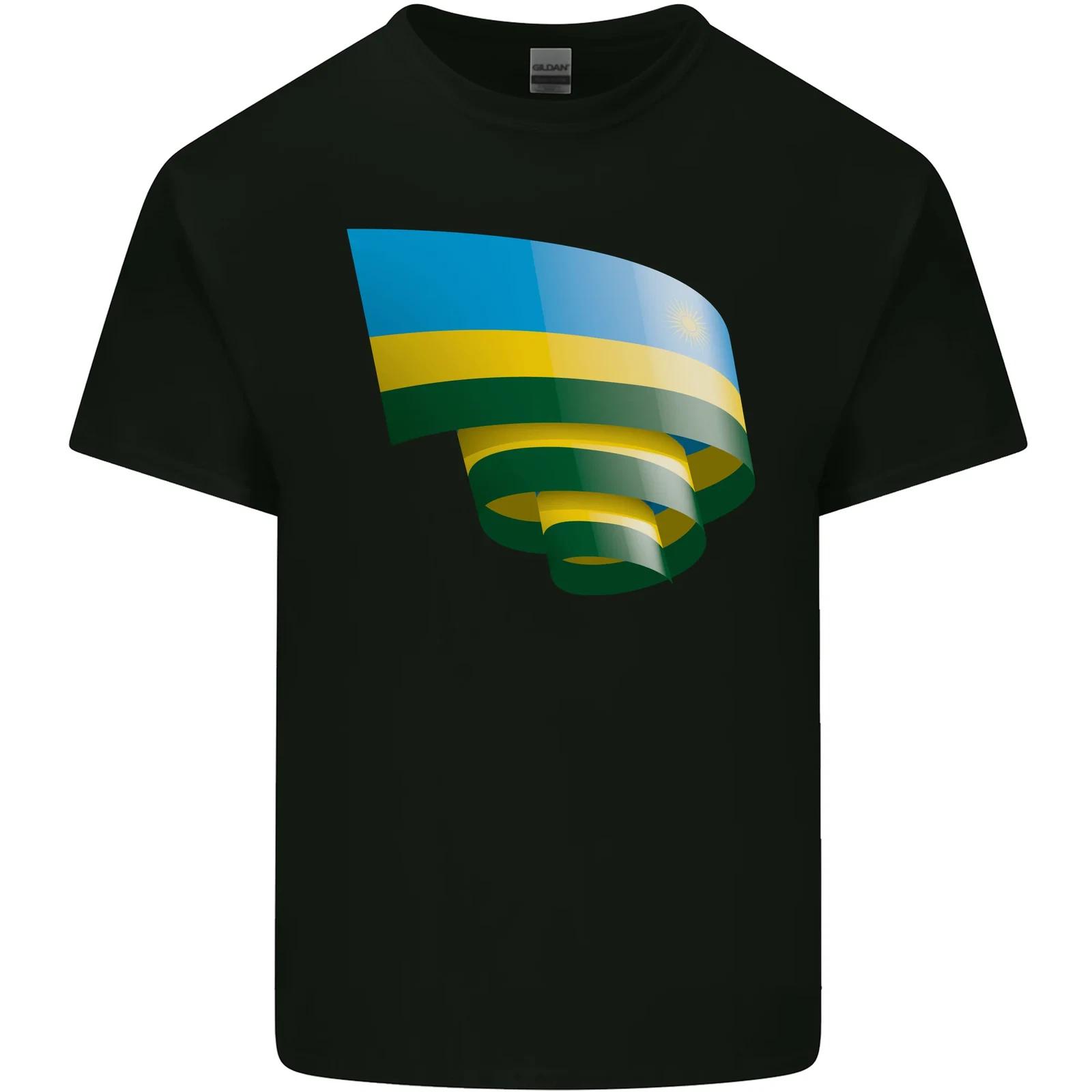 Curled Rwanda Flag Rwandan Day Football Kids T-Shirt Childrens XL