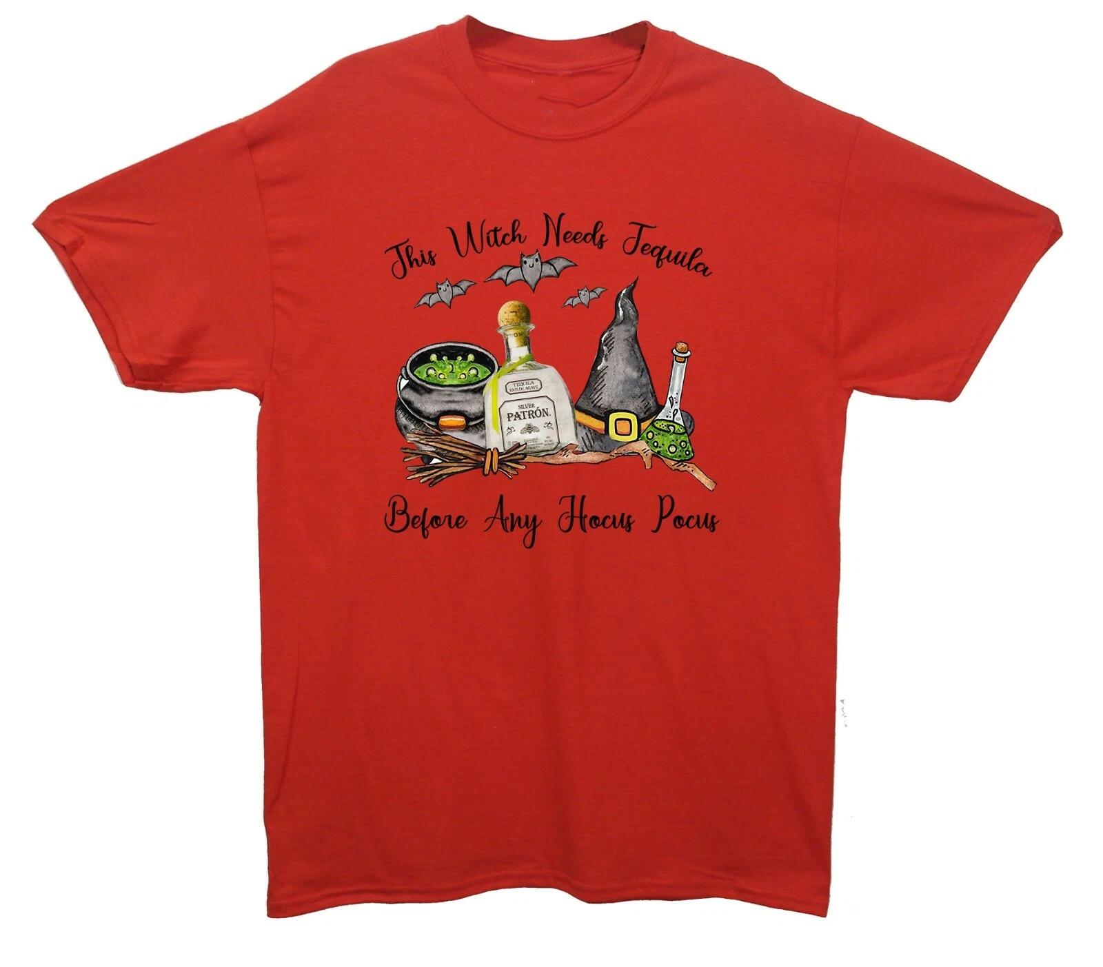 

This Witch Needs Tequila Before Any Hocus Pocus Printed Halloween T-Shirt 2XL