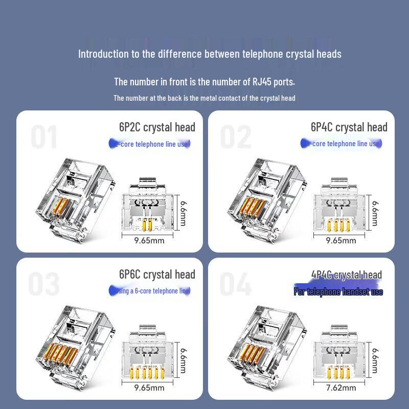 SAMZHE RJ11 6P2C Phone Crystal Head