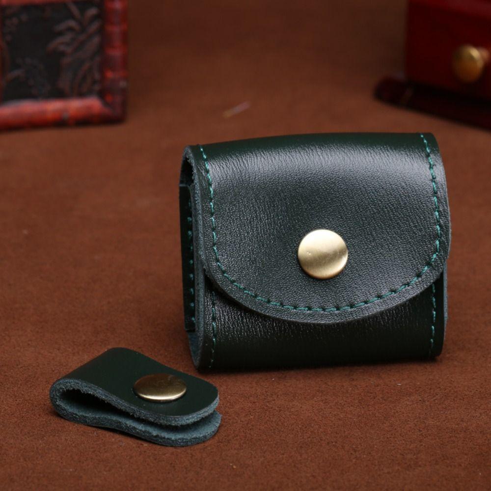 Waterproof Headphone Bag Mini Leather Wallet Vintage Leather Data Cable Storage Box  Male