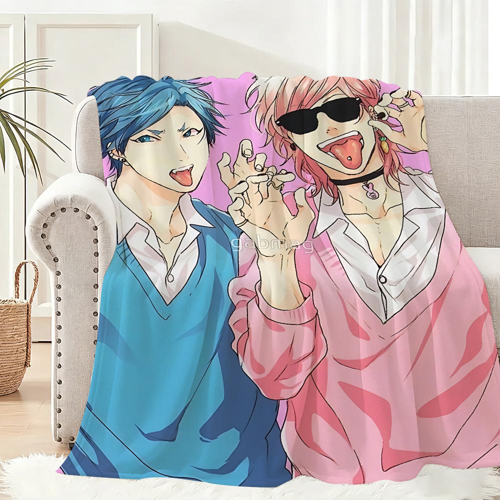 Anime y-Yarichin-Bitch Club Throw Lightweight 240g Flannel Blanket Soft Skin-friendly for Summer Cooling