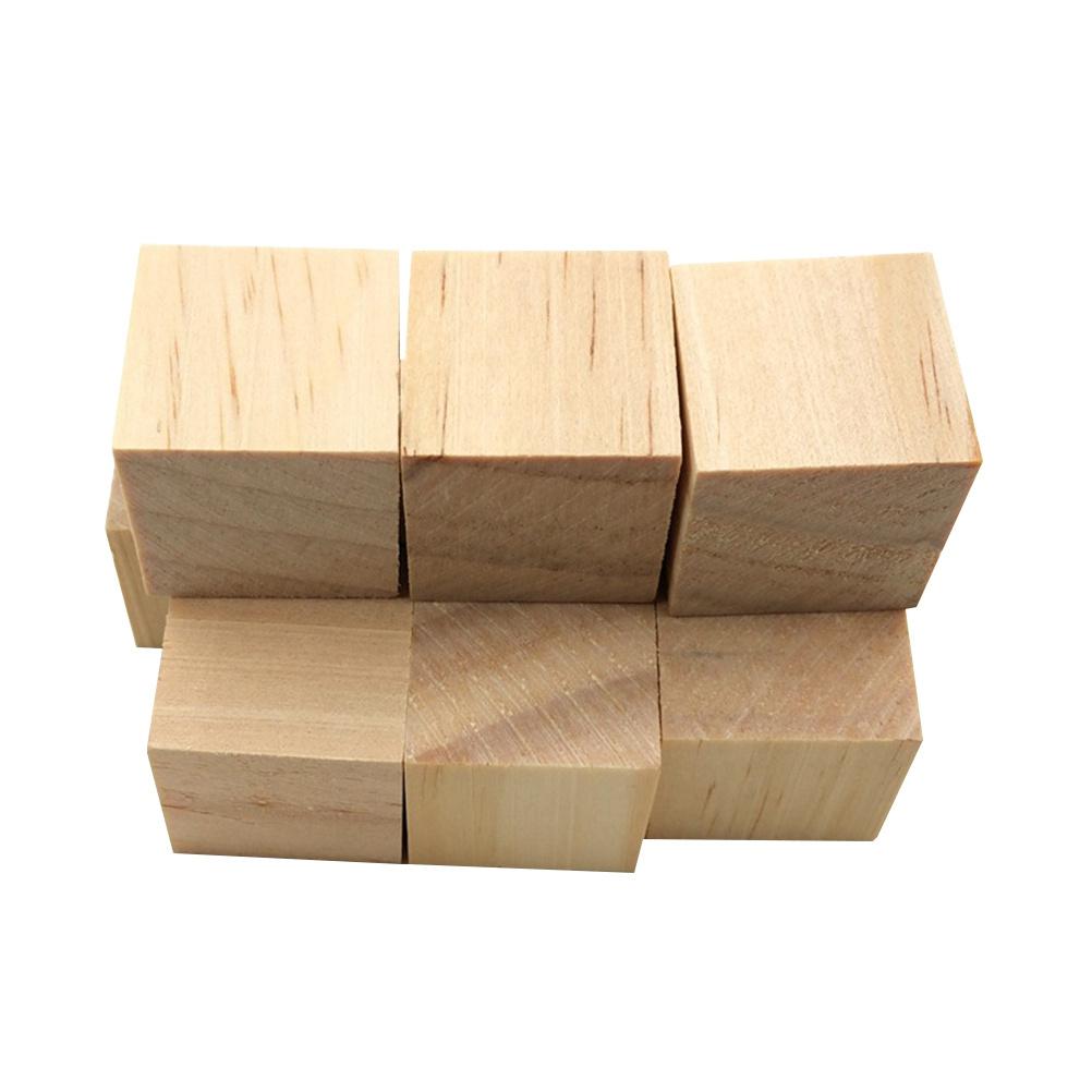 10Pcs Natural Pine Wood Cubes 20mm Smooth Square Blocks DIY Craft Materials for Art Alphabet