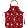 Christmas Printed Apron, Red Snowman Reindeer Kitchen Cooking Apron, Holiday Party Decor Bib for Women Men