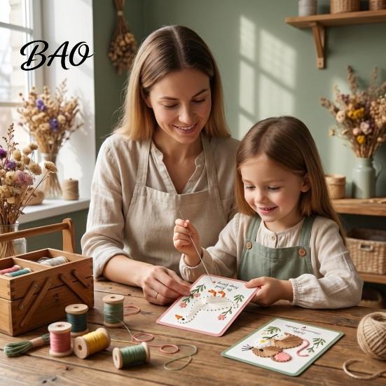 Needle And Thread Crafts Garden Animal Stitching Card Kit, DIY Stitch by Family Crafting Kits Hand, Embroidery Greeting Kit for Adults Beginners