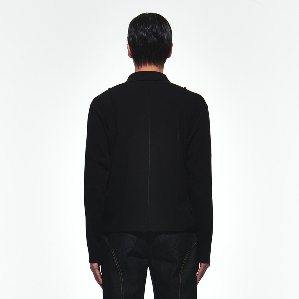 I Earth Raw Edge Cotton Shirt [Black]