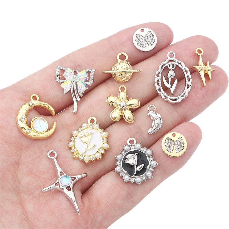 Enchanting Silver Tulip Hexagram Bow Star Rose Pendant for DIY Beading