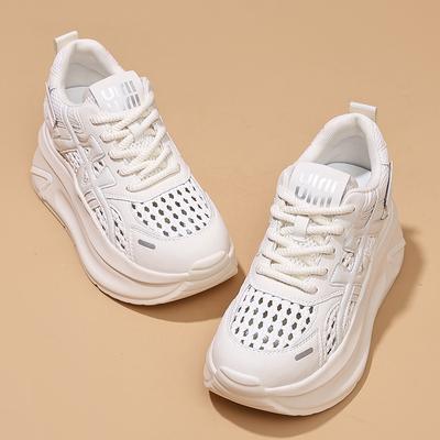 Netz-Dad-Schuhe Damen Frühling Neu Atmungsaktiv Studentinnen Sport Dicke Sohlen Erhöhen Höhe und Freizeit