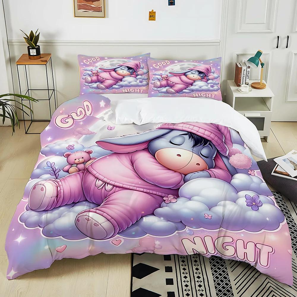 Winnie The Pooh Eeyore Printed Bedding Set 3Pc 1 Duvet Cover 2 Pillowcases Adult And Children Warm Soft Bedding Set Luxury Gift