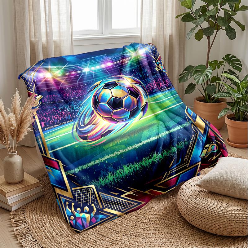 Soccer Ball in Stadium Theme blanket Lightweight Warm Flannel Blanket Decorative Throw Blanket for Home Decoration